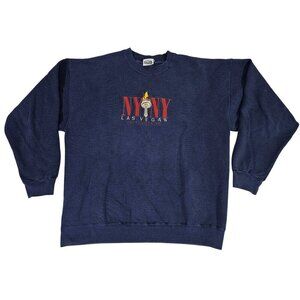 Vintage New York New York Las Vegas Hotel Casino Navy Sweatshirt Crewneck Large